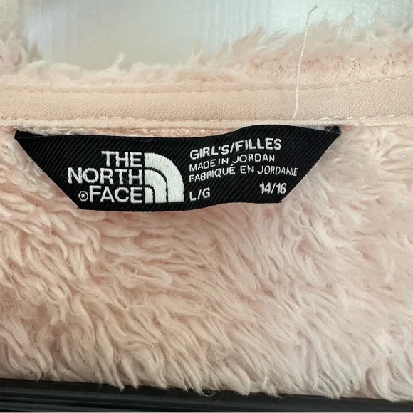 Girls Pink Fleece Hoodie Jacket L (14/16) The North Face Soft Plush - Picture 6 of 15
